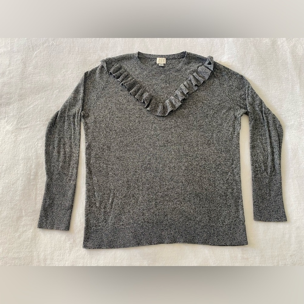 A New Day Gray Ruffled Sweater Size Large